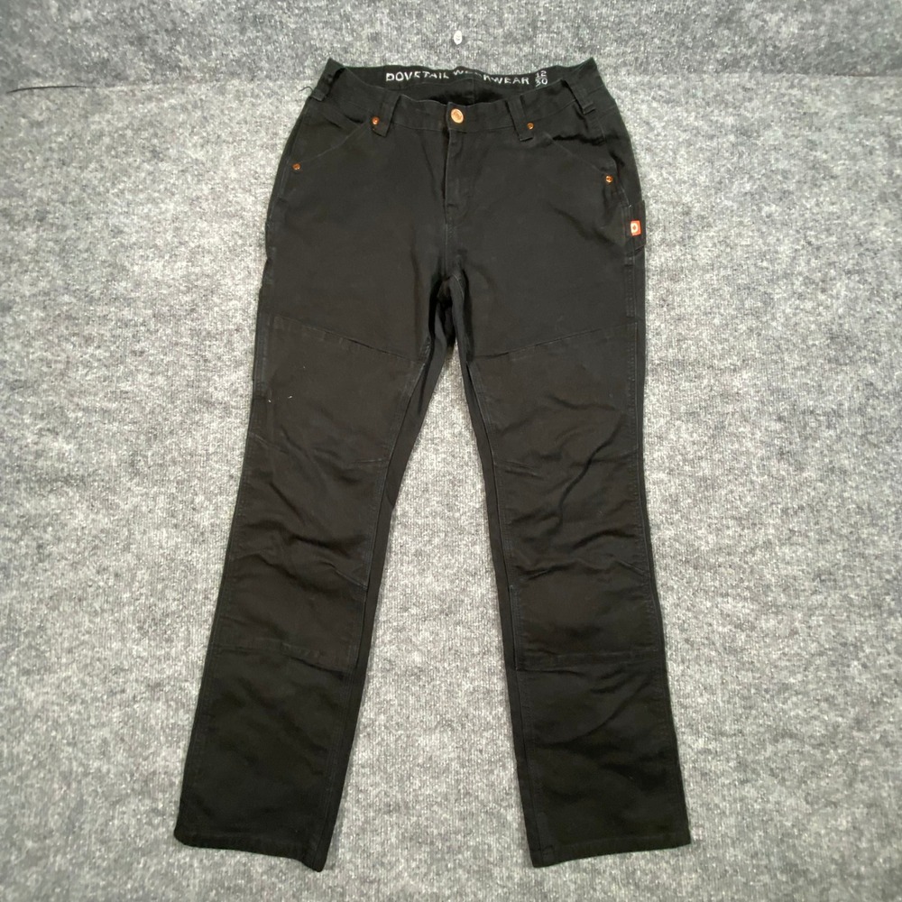 Dovetail Workwear Kirin Women Black Utility Pants Double Knee Size 12 x 30